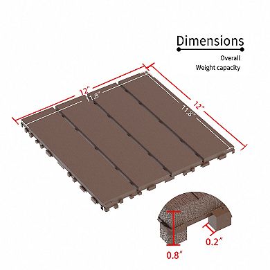 CEWOR 44 PCS Patio Interlock Deck Tiles, 12"x12" Square Waterproof Floor for Poolside Balcony