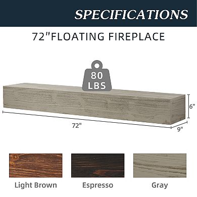 CEWOR 72" Cedar Wood Fireplace Mantel Shelf,Wall-Mounted & Floating Shelf for Home Decor