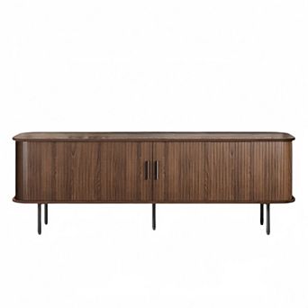 63"W Fluted TV Stand Buffet Cabinet for 70" TVs with Tambour Doors & Storage for Living Room