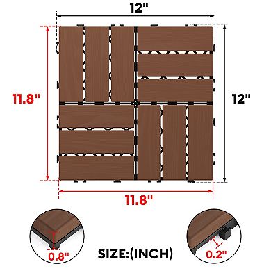 CEWOR 12"x12" Interlocking Deck Tiles, 20PCS/20 sq.ft Waterproof Patio Flooring, 12-Module Patterns