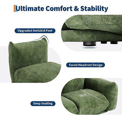 75" Chenille Loveseat Sofa, Deep Seat Modular Couch with Headrest for Small Space Bedroom