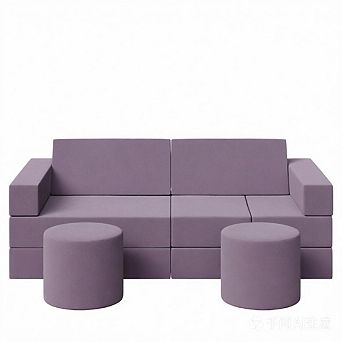 13 pc Convertible Modular Kids Play Couch, Washable Cover Foam Toddler Sofa for Playroom
