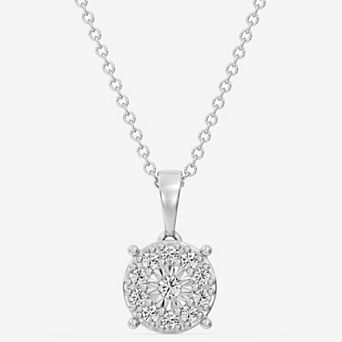 RADIANT GEM 1/4 Carat T.W. Lab-Grown Diamond Prong & Nick Halo Pendant Necklace