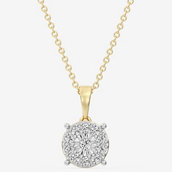RADIANT GEM 1/4 Carat T.W. Lab-Grown Diamond Prong & Nick Halo Pendant Necklace