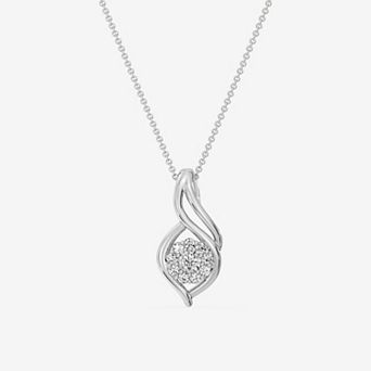 RADIANT GEM 1/4 Carat T.W. Round Lab-Grown Diamond Twist Drop Halo Pendant Necklace