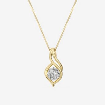RADIANT GEM 1/4 Carat T.W. Round Lab-Grown Diamond Twist Drop Halo Pendant Necklace
