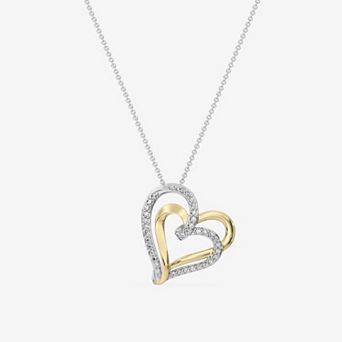 RADIANT GEM 1/4 Carat T.W. Lab-Grown Diamond Double Open Heart Pendant Necklace