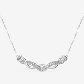 RADIANT GEM Fine Silver Plated 1/4 Carat T.W. Lab-Grown Diamond Twist Infinity Pendant Necklace
