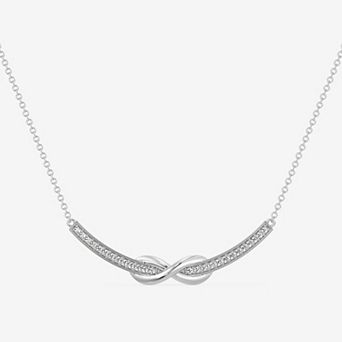 RADIANT GEM Fine Silver Plated 1/4 Carat T.W. Lab-Grown Diamond Infinity Bar Necklace