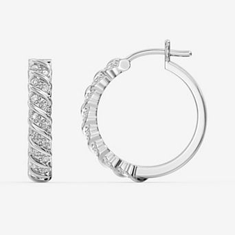 RADIANT GEM 1/4 Carat T.W. Lab-Grown Diamond Twist Hoop Earrings