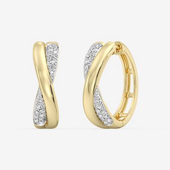 RADIANT GEM 1/4 Carat T.W. Round Lab-Grown Diamond Twist Hoop Earrings