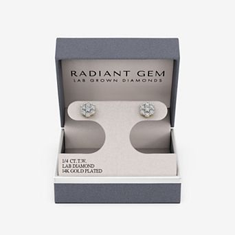RADIANT GEM 1/4 Carat T.W. Round Lab-Grown Diamond Flower Shape Stud Earrings