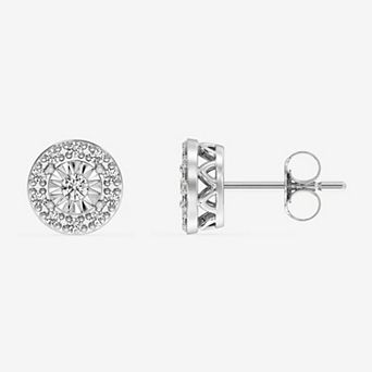 RADIANT GEM 1/4 Carat T.W. Round Lab-Grown Diamond Halo Stud Earrings