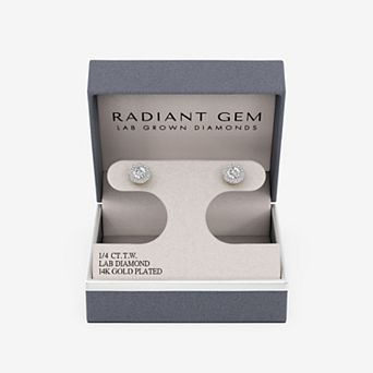 RADIANT GEM 1/4 Carat T.W. Round Lab-Grown Diamond Halo Stud Earrings