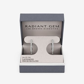RADIANT GEM 1/4 Carat T.W. Round Lab-Grown Diamond Slim Hoop Earrings