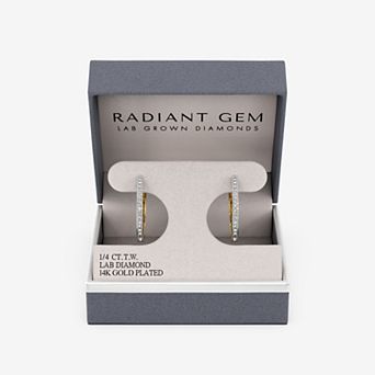 RADIANT GEM 1/4 Carat T.W. Round Lab-Grown Diamond Slim Hoop Earrings