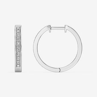 RADIANT GEM Fine Silver Plated 1/4 Carat T.W. Lab-Grown Diamond Inside-Out Hoop Earrings