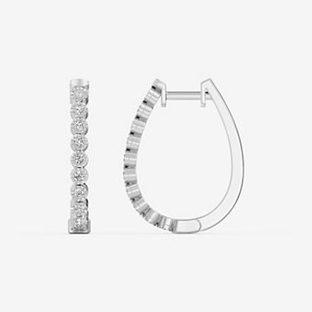 RADIANT GEM 1/4 Carat T.W. Lab-Grown Diamond Oblong Hoop Earrings