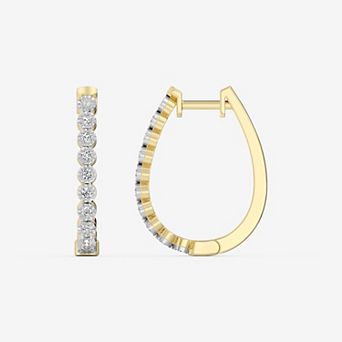 RADIANT GEM 1/4 Carat T.W. Lab-Grown Diamond Oblong Hoop Earrings