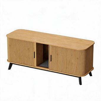 59-inch concealed litter box furniture, with sliding door and cat litter pad