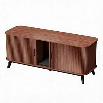 59-inch concealed litter box furniture, with sliding door and cat litter pad