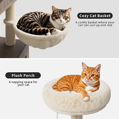 Cat Tree with Hidden Litter Box Enclosure Furniture
