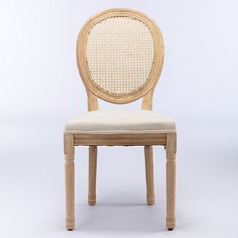 Dining Chairs Set of 2 Mid Century Modern Upholstered with Round Backrest, Sturdy Wood Frame