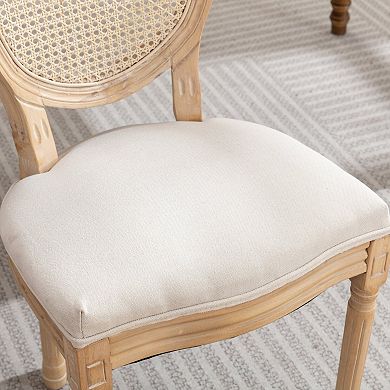 Dining Chairs Set of 2 Mid Century Modern Upholstered with Round Backrest, Sturdy Wood Frame