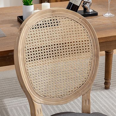 Dining Chairs Set of 2 Mid Century Modern Upholstered with Round Backrest, Sturdy Wood Frame
