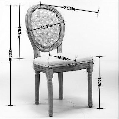 Dining Chairs Set of 2 Mid Century Modern Upholstered with Round Backrest, Sturdy Wood Frame