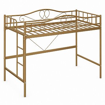 Twin Metal Loft Bed Frame, Heavy Duty 400 lbs Support,Removable Ladder,Full-Length Safety Guardrail
