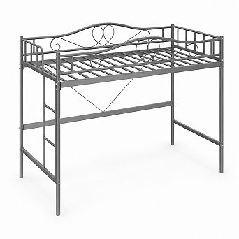 Twin Metal Loft Bed Frame, Heavy Duty 400 lbs Support,Removable Ladder,Full-Length Safety Guardrail