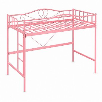 Twin Metal Loft Bed Frame, Heavy Duty 400 lbs Support,Removable Ladder,Full-Length Safety Guardrail