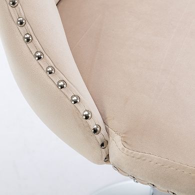 Swivel Velvet Bar Stools 22-25 Inch Height Adjustable, Silver Plated Base, Upholstered Comfort