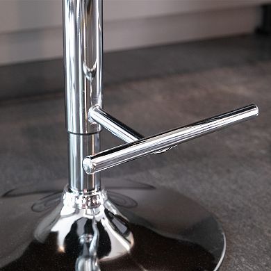 Swivel Velvet Bar Stools 22-25 Inch Height Adjustable, Silver Plated Base, Upholstered Comfort