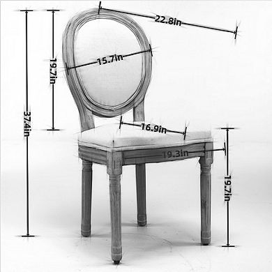 Modern French Design Dining Chairs Set of 2 Mid Century Upholstered, Wood Frame