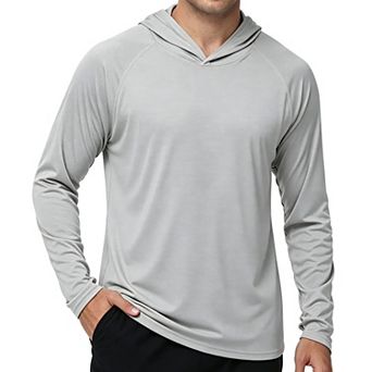 Mens Hooded Long Sleeve Sun Protection Shirt Casual Summer Top for Outdoor Activities