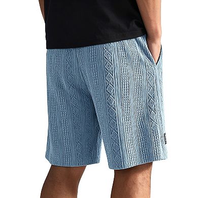 Mens Textured Knit Casual Shorts Elastic Waist Drawstring Summer Trousers