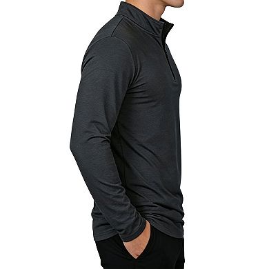 Mens Quarter-Zip Long Sleeve Pullover Casual Athletic Activewear Top