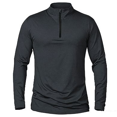 Mens Quarter-Zip Long Sleeve Pullover Casual Athletic Activewear Top