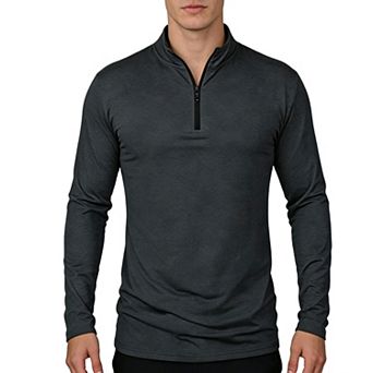 Mens Quarter-Zip Long Sleeve Pullover Casual Athletic Activewear Top