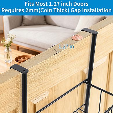 2-Tier Metal over the Door Organizer, Adjustable Hanging Shower Caddy with 6 Hooks