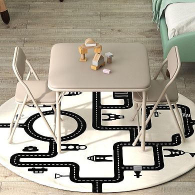 Space-Saving Folding Table and Chairs Set 3-Piece Portable Set