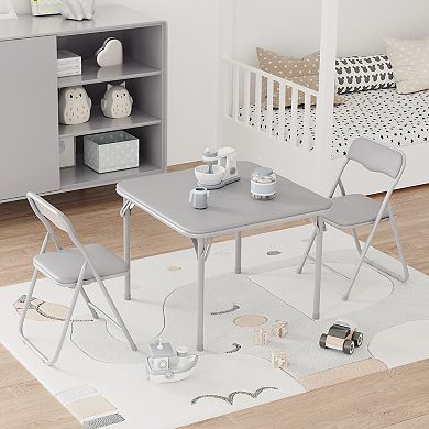 Space-Saving Folding Table and Chairs Set 3-Piece Portable Set