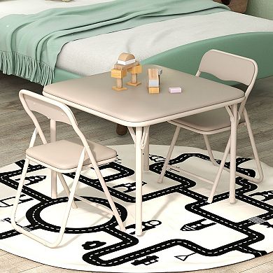 Space-Saving Folding Table and Chairs Set 3-Piece Portable Set