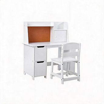 Kids Desk and Chair Set with Hutch and Storage