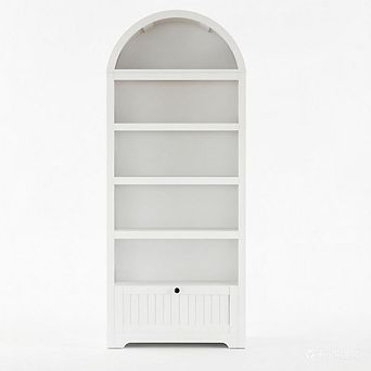 72 in Tall Arched Pantry Cabinet, 5 tier Wood Storage with Drawer for Kitchen Dining & Living Room