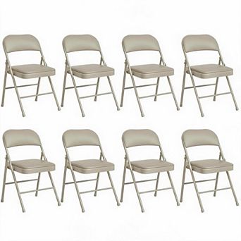 8 Pack Stackable Folding Metal Dining Chairs, Padded Steel Frame Chairs Supports 160KG for Home