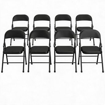 8 Pack Stackable Folding Metal Dining Chairs, Padded Steel Frame Chairs Supports 160KG for Home