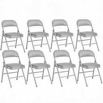 8 Pack Stackable Folding Metal Dining Chairs, Padded Steel Frame Chairs Supports 160KG for Home